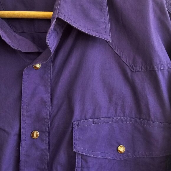 Roper Mens Purple Western Shirt 100% Cotton Long Sleeve With Snap Buttons, L - Picture 7 of 9